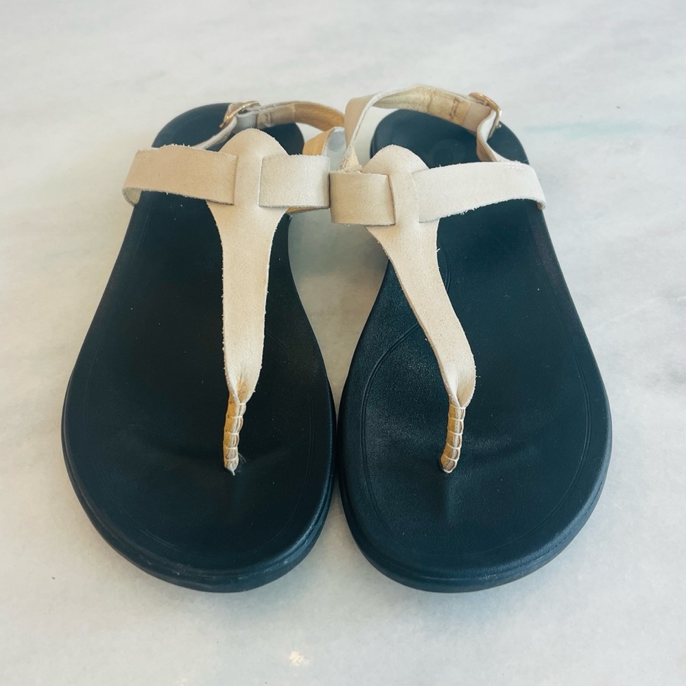 Olukai 'EKEKEU Women's Thong Slingback Sandals Tapa/Black Beige Size 7 - Picture 9 of 12